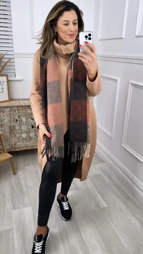 Emma Orange Multi Print Scarf