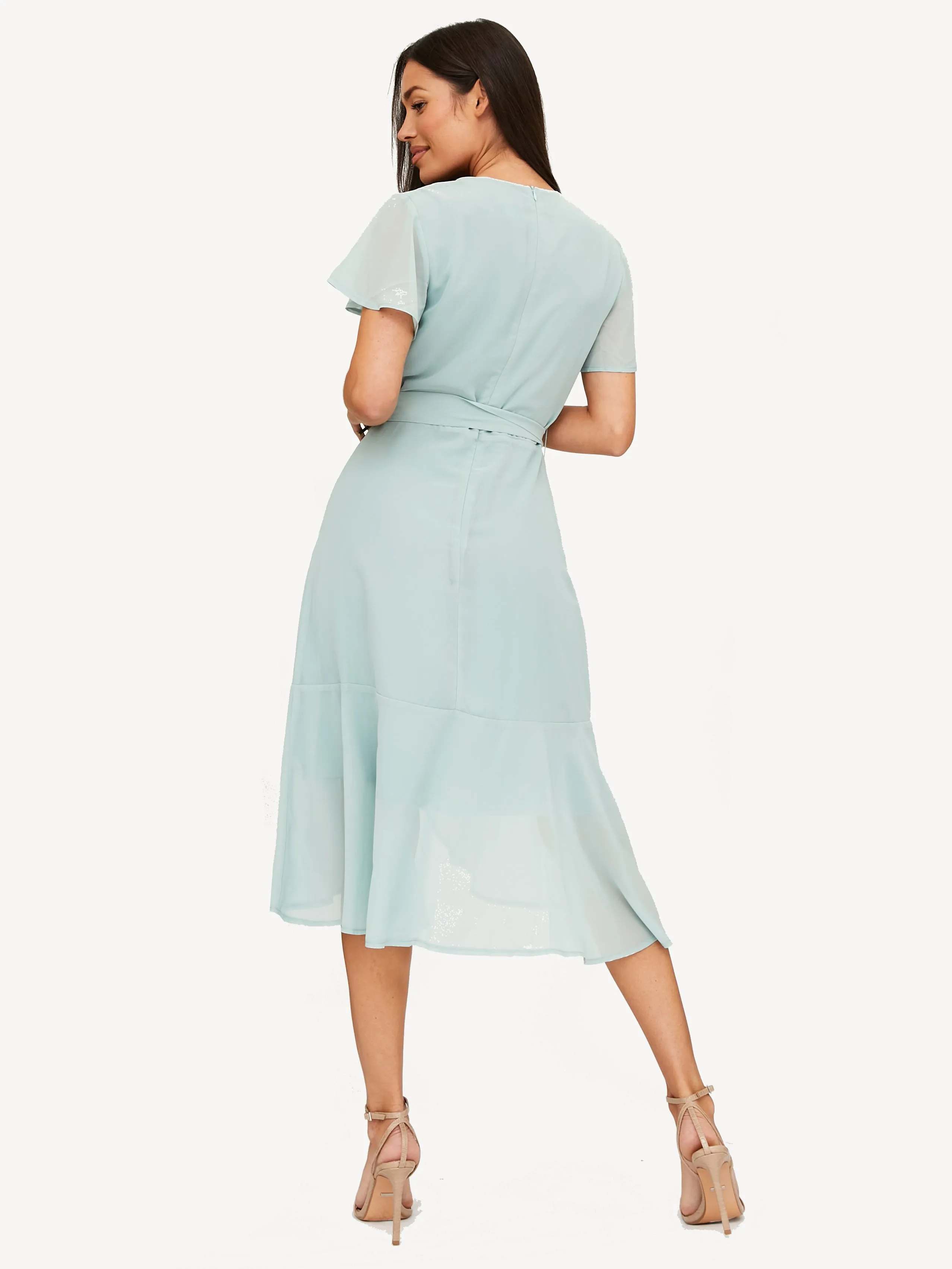 Faith Midi Ruffle Dress / Sage