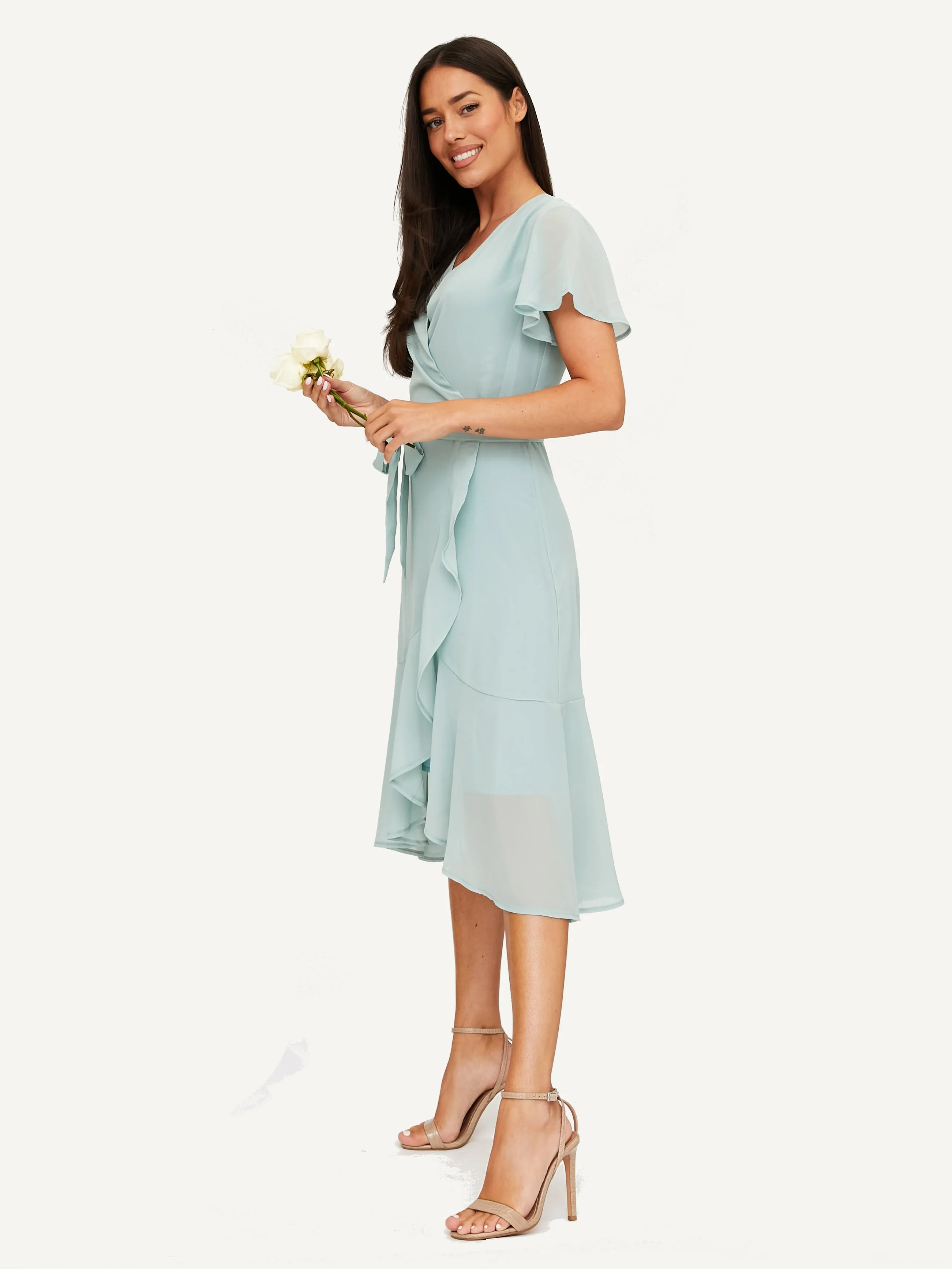 Faith Midi Ruffle Dress / Sage