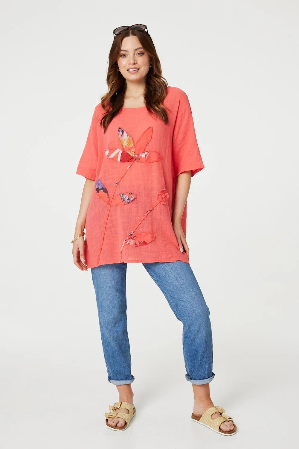 Floral Embroidered Oversized Blouse