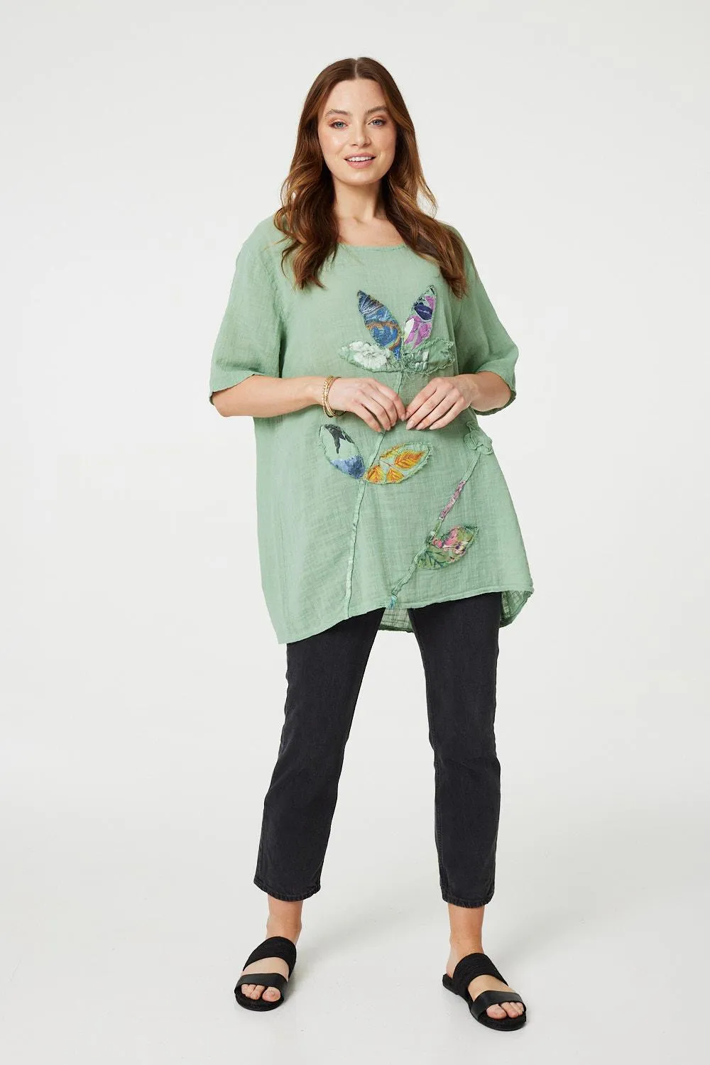 Floral Embroidered Oversized Blouse