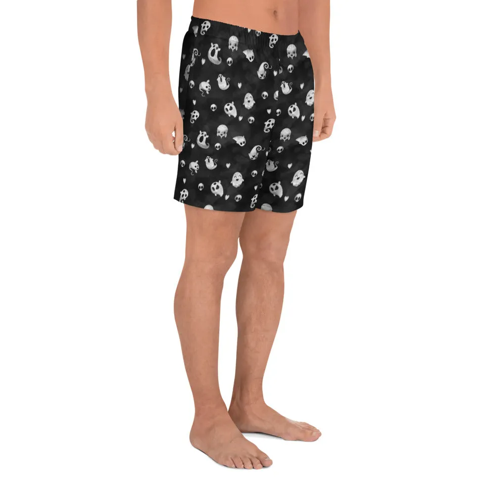 Ghosts and Hearts - Men's Black Athletic Lounge Shorts