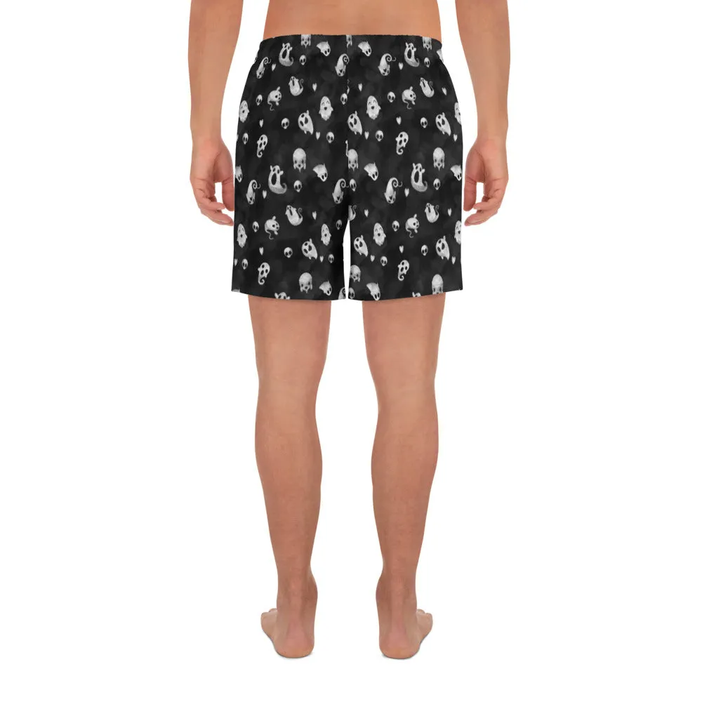 Ghosts and Hearts - Men's Black Athletic Lounge Shorts