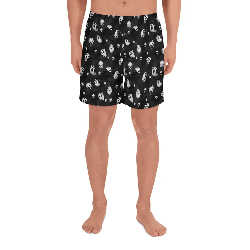 Ghosts and Hearts - Men's Black Athletic Lounge Shorts