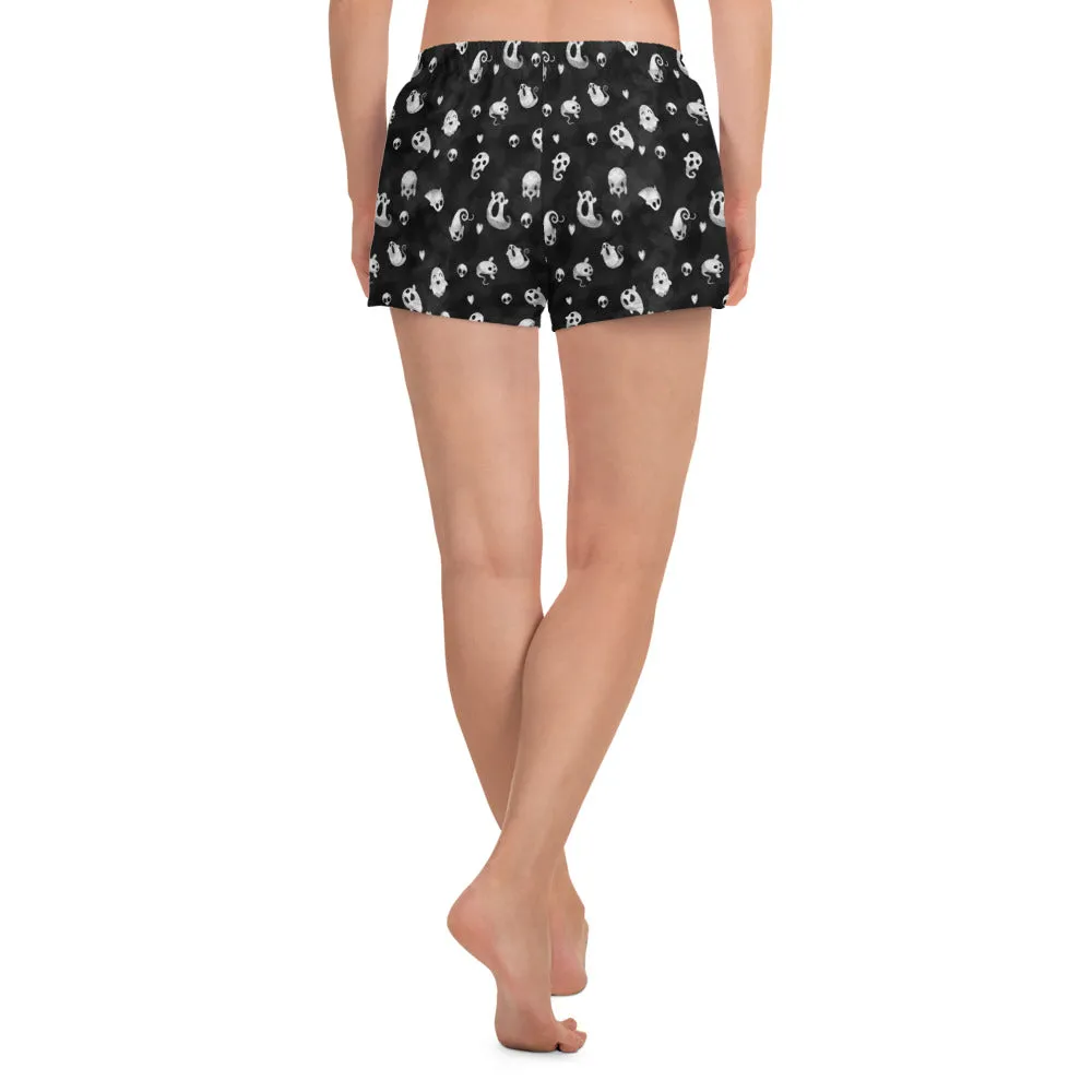 Ghosts and Hearts - Women's Black Athletic Lounge Shorts