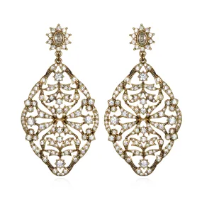 Gold Deco Lace Drop Earrings