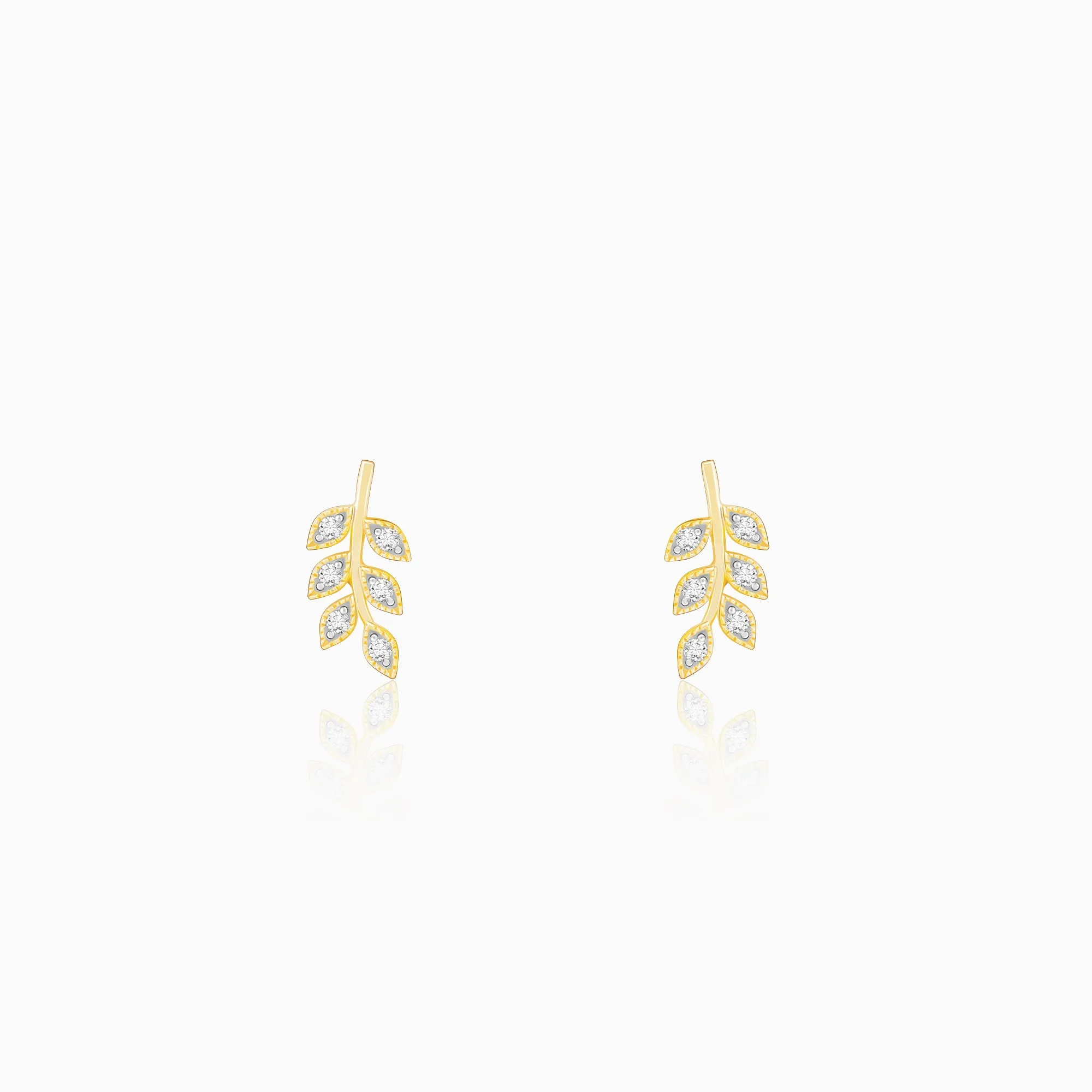 Gold Leafy Grace Diamond Earrings