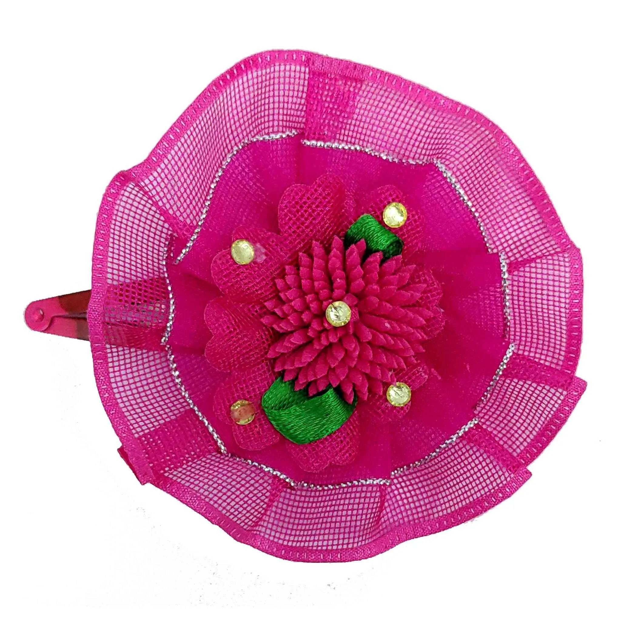 Handmade Bright-Net Flower Design Fashionable Tic-Tac Hair Clip for Young Girls