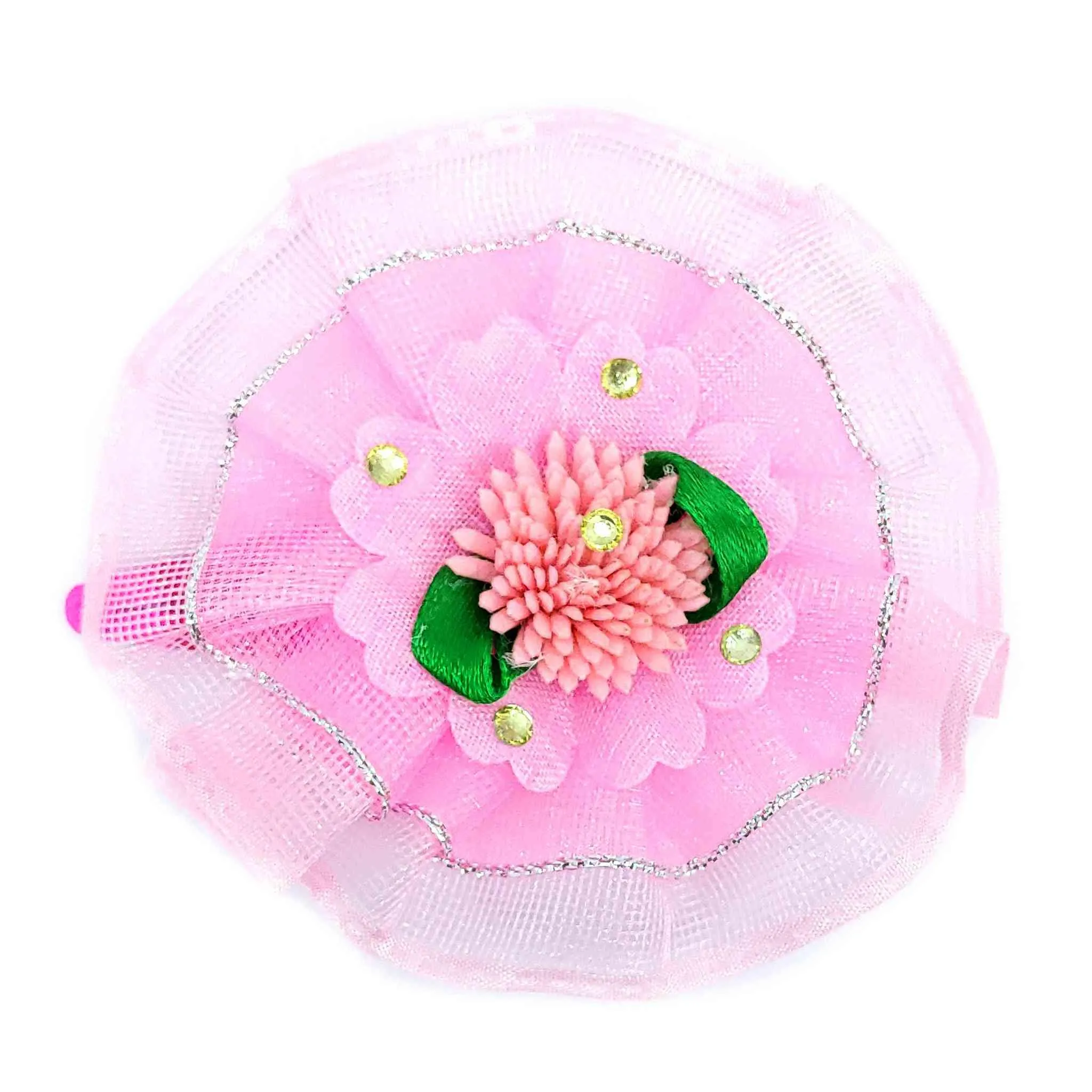 Handmade Bright-Net Flower Design Fashionable Tic-Tac Hair Clip for Young Girls