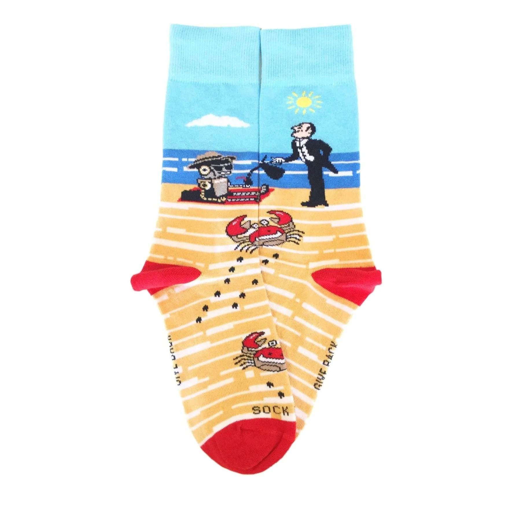 Happy Vacationing Robot on the Beach Socks