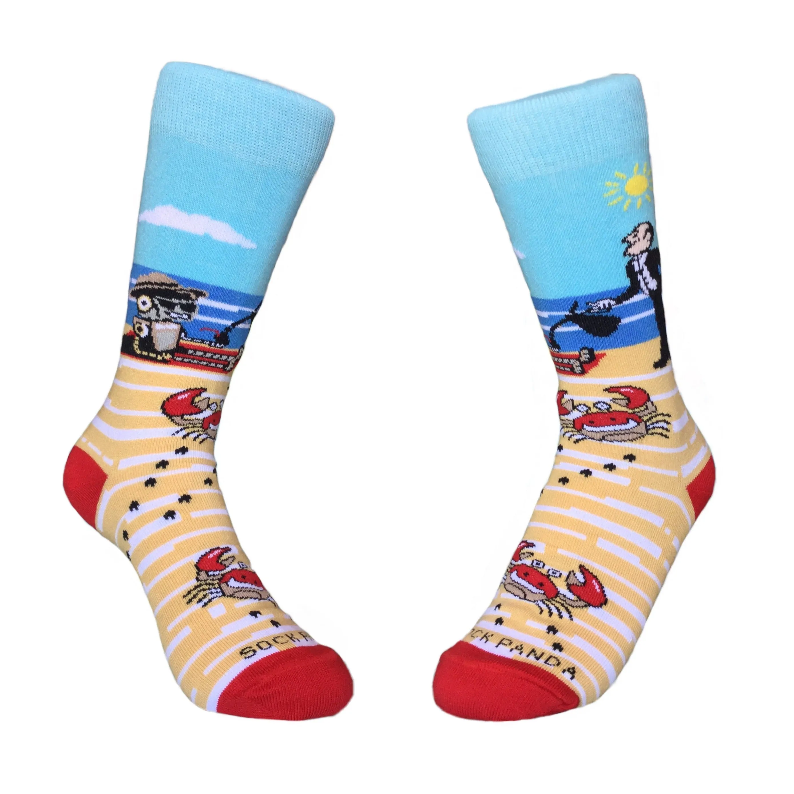 Happy Vacationing Robot on the Beach Socks