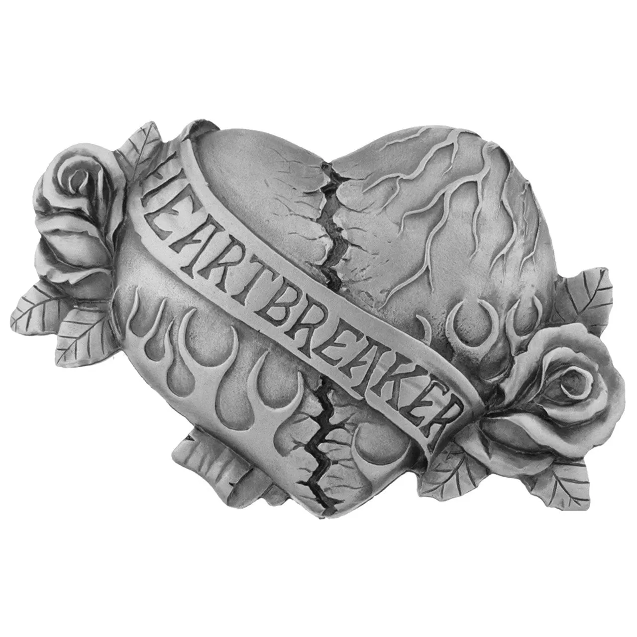 Heartbreaker Belt Buckle Pewter - Bourbon Cowgirl