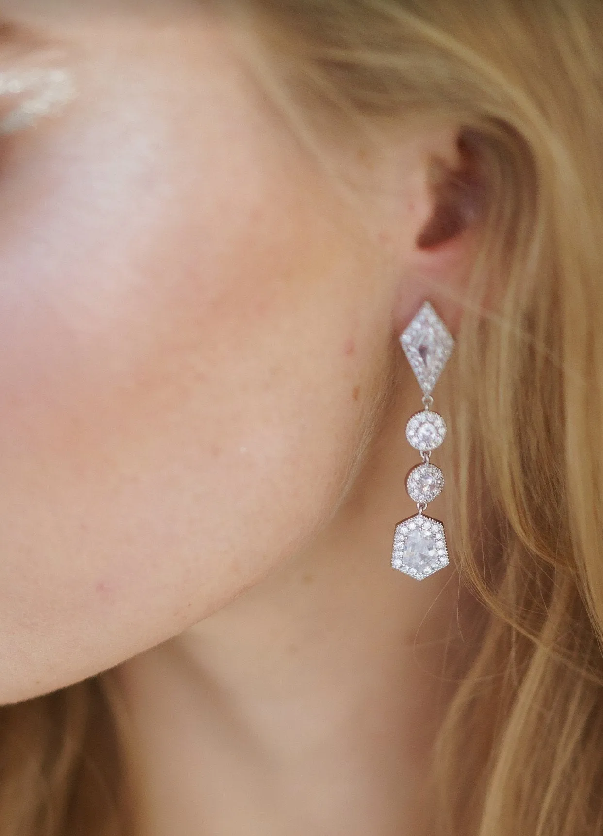 HOLLOWAY Simulated Diamond Drop Earrings