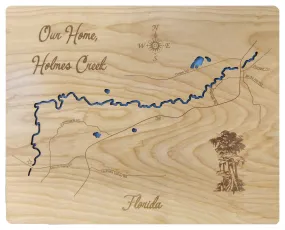 Holmes Creek, Florida - Laser Cut Wood Map