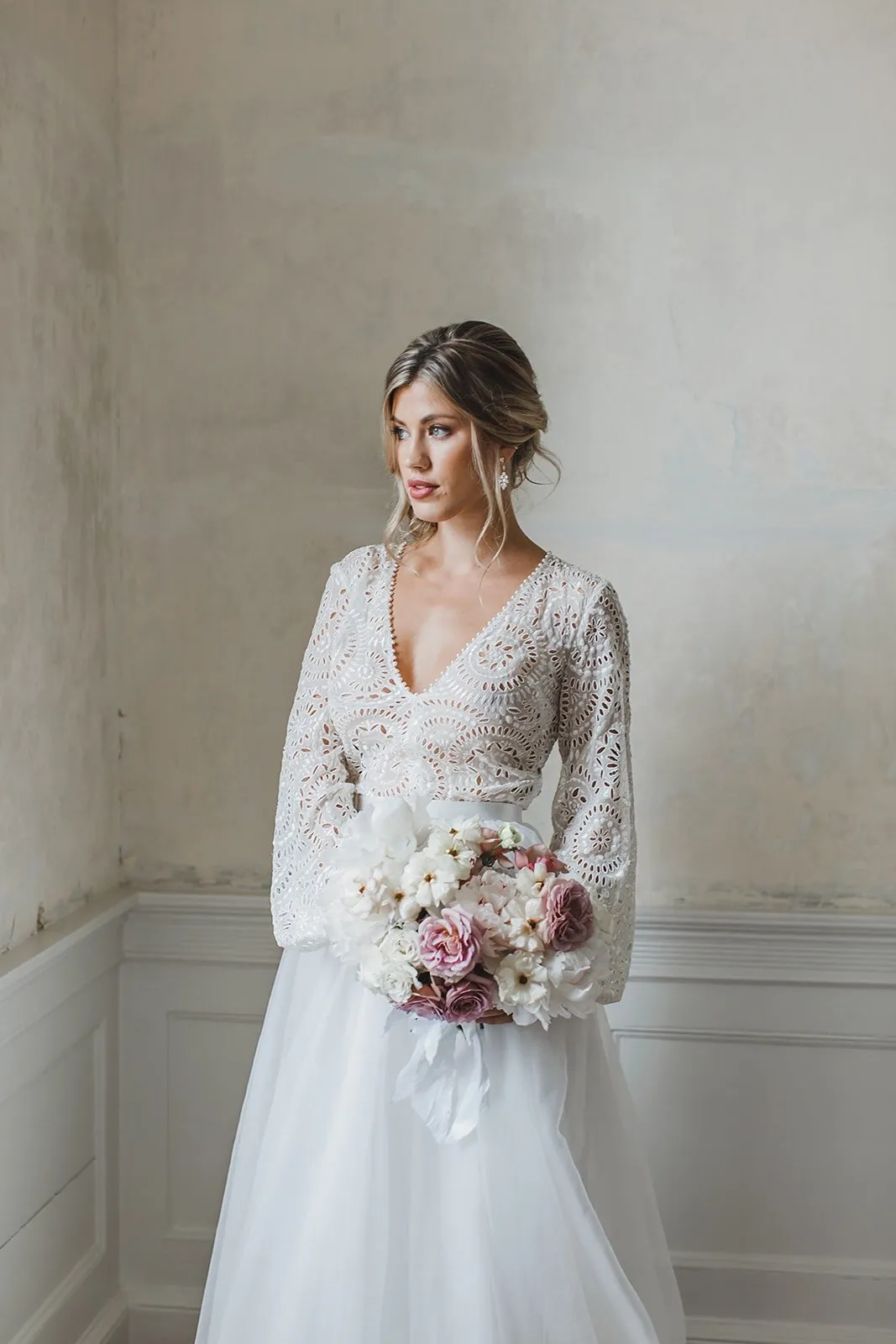 JASMINE Bridal Drop Earrings and Necklace Set