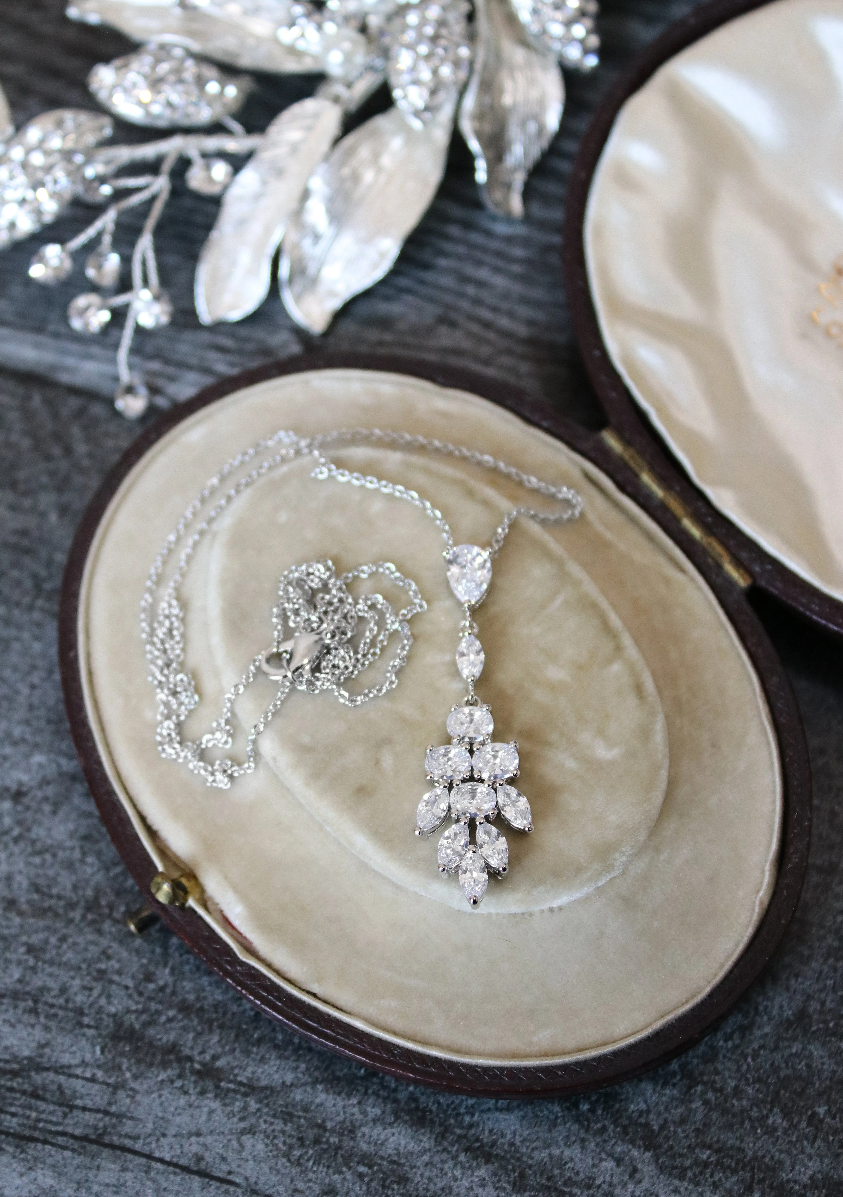 JASMINE Bridal Drop Earrings and Necklace Set