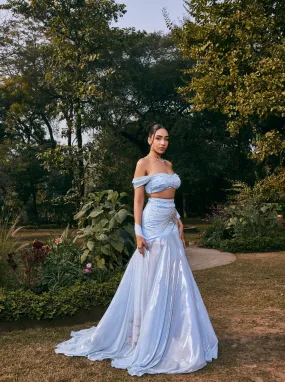 Jasmine Powder Blue Satin and Shimmer Chiffon Lehenga Set