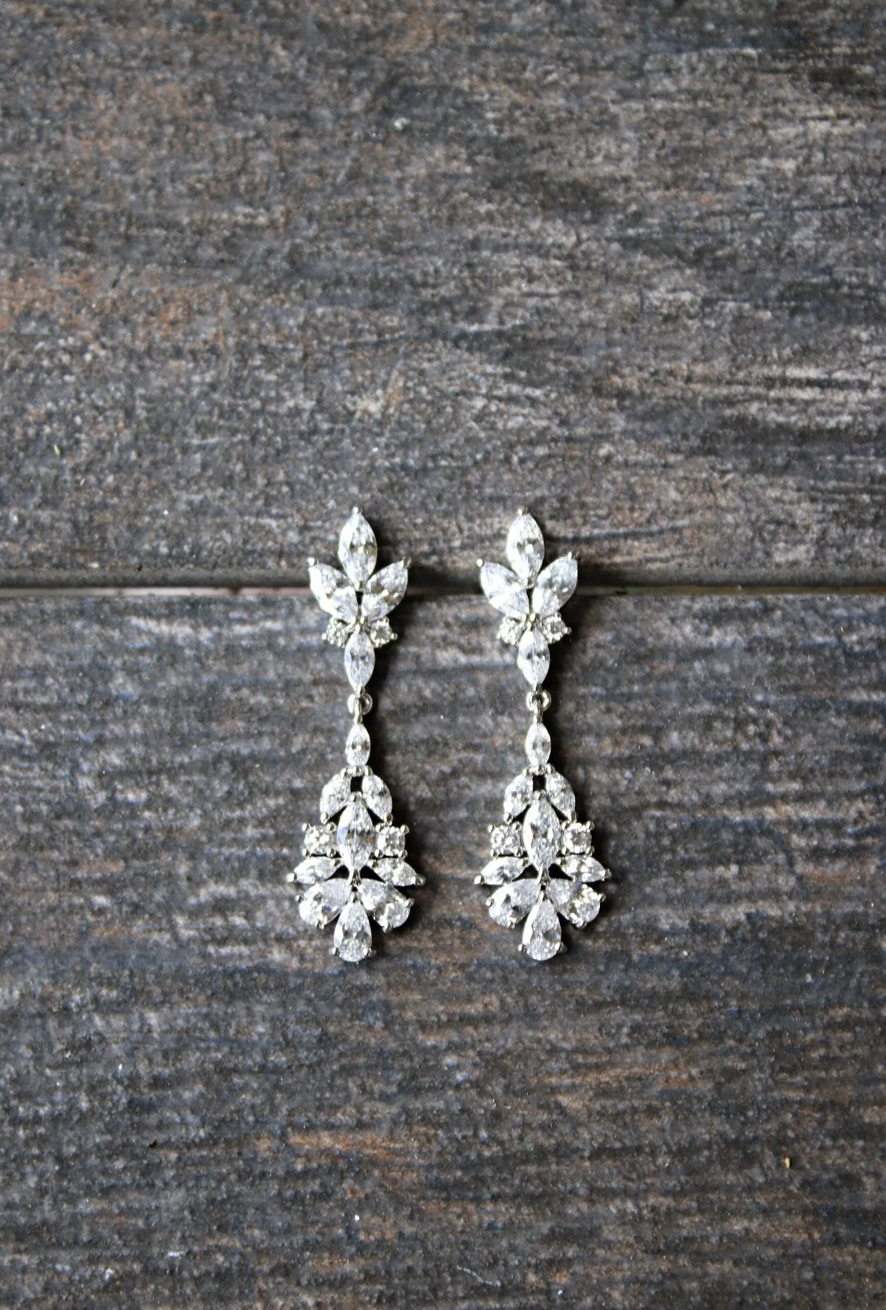 JESSICA Rose Gold Bridal Drop Earrings