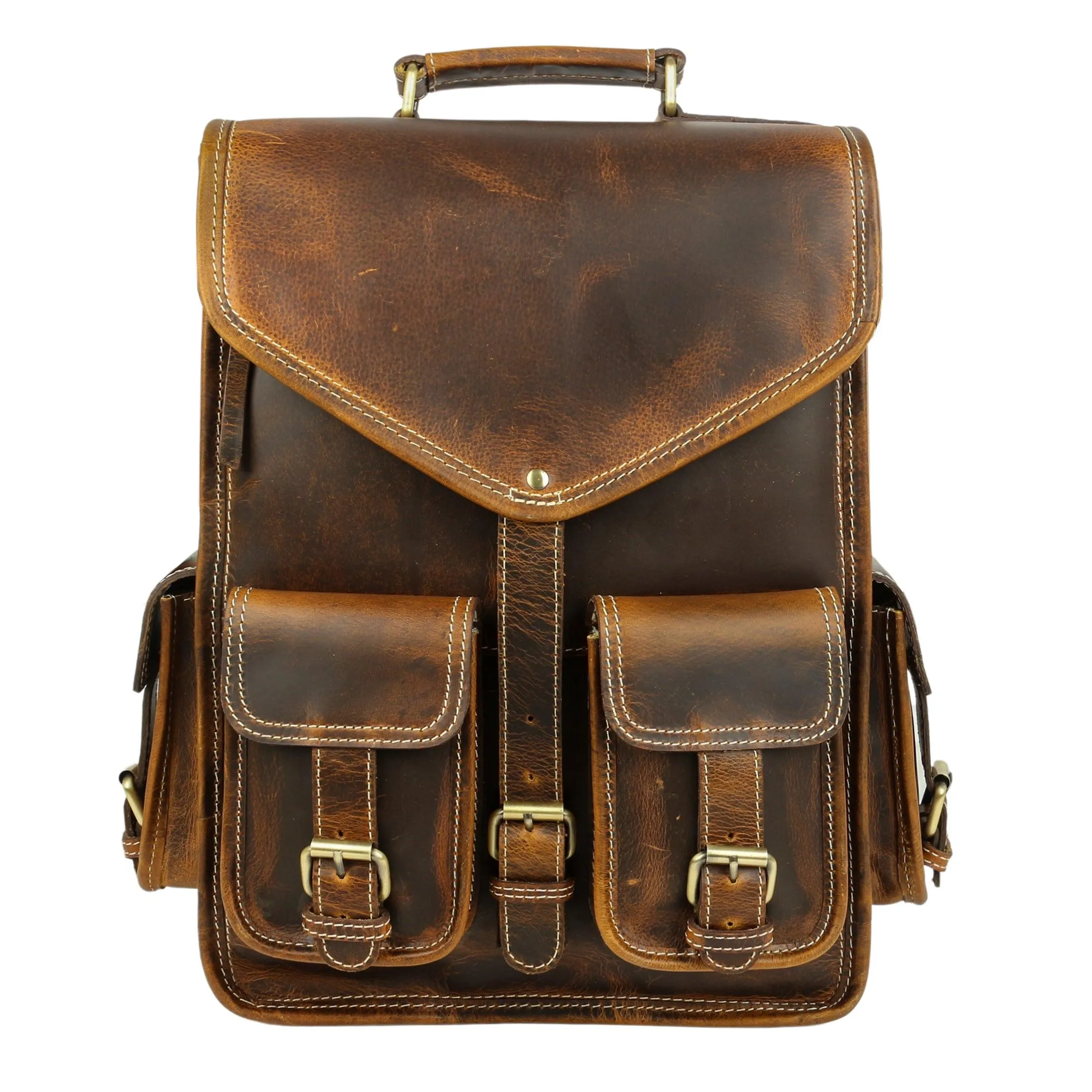 Leather Backpack Rucksack Travel Laptop Camping School College Bag for Men Women