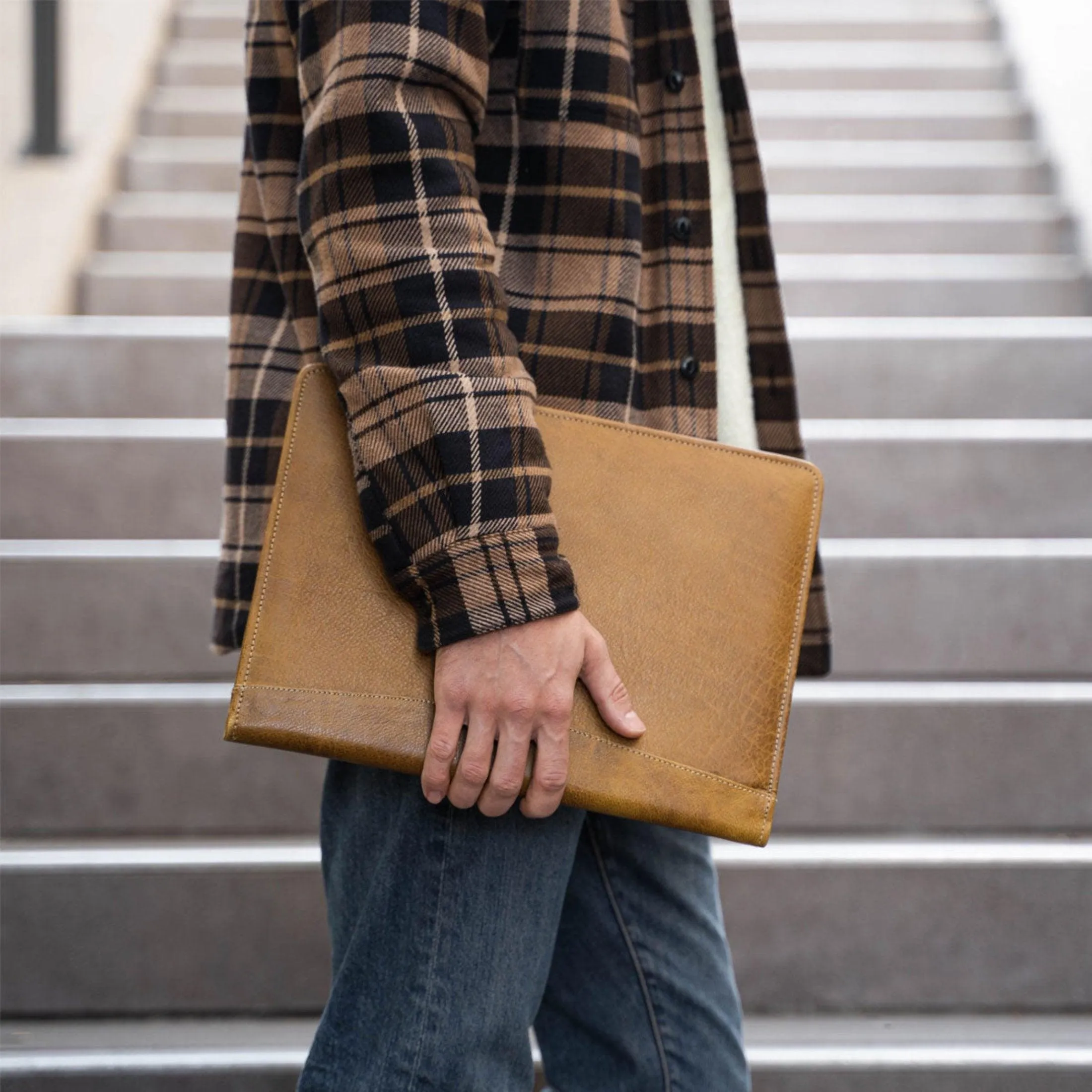 Leather Business Portfolio Folder Personal Organizer, Luxury Full Grain Leather Padfolio, Leather Folder (Yellow Tan)