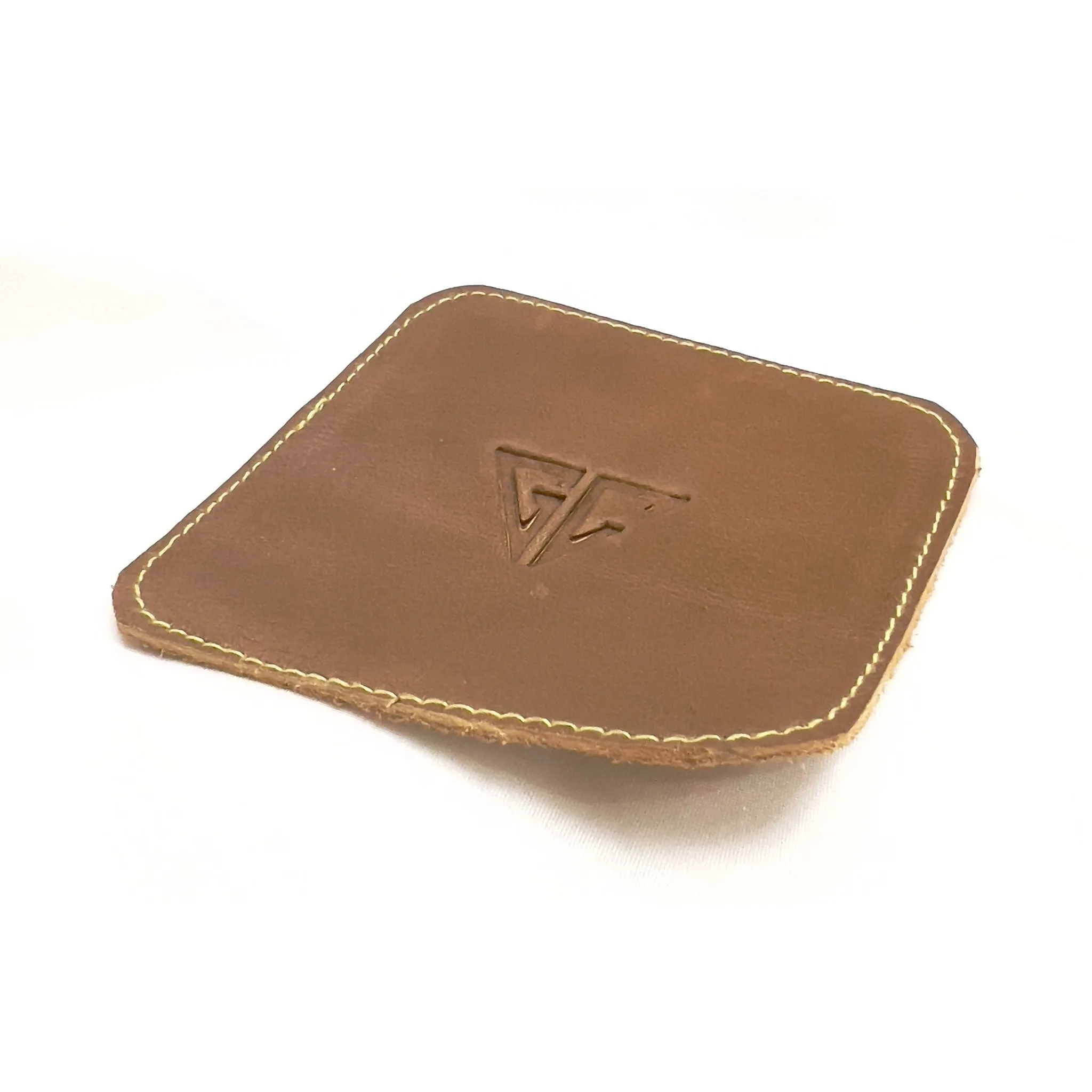 LEATHER CRAZY COASTER-BROWN-HAND CRAFTED