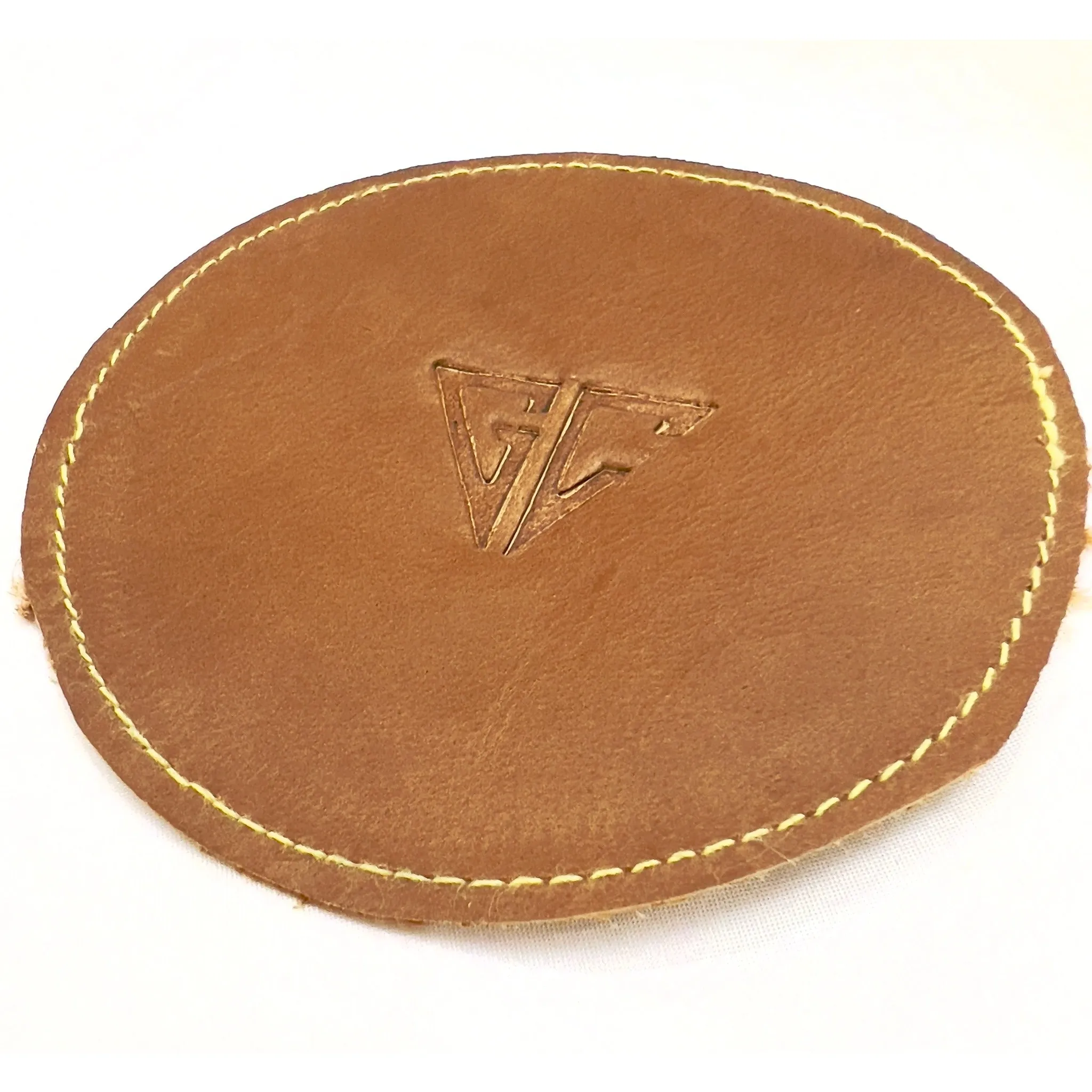 LEATHER CRAZY COASTER-BROWN-HAND CRAFTED