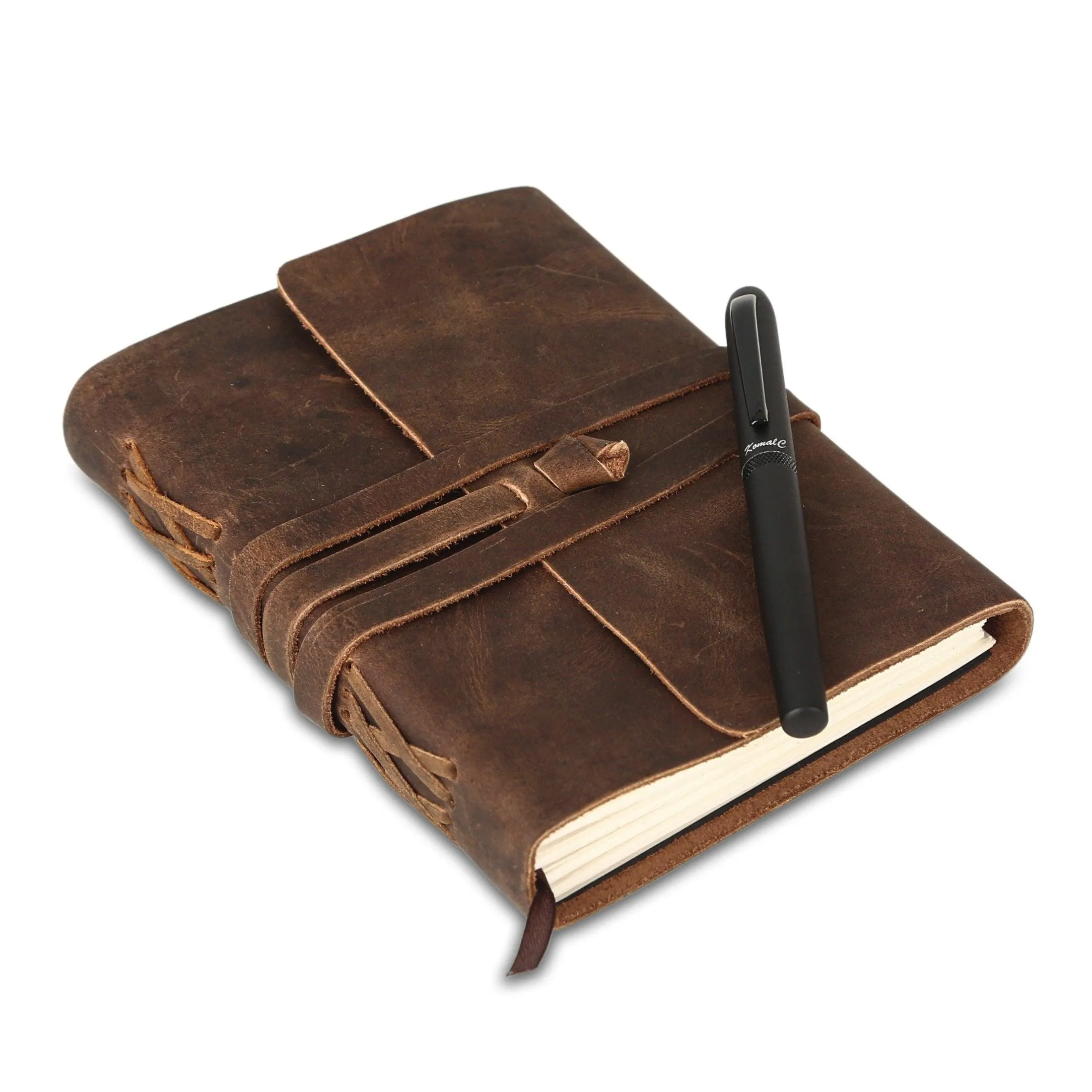 Leather Journal Lined Paper with Luxury Pen Handmade Leather Journal/Writing Notebook Diary/Bound Daily Notepad for Men & Women Medium, Writing pad Gift for Artist, Sketch (Brown Tan, 7 x 5 Inches)