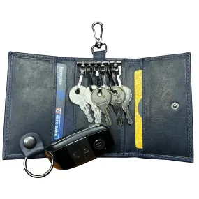 Leather Key Holder Smart Fob Car Key Loop Slim Keychain (Royal Blue)