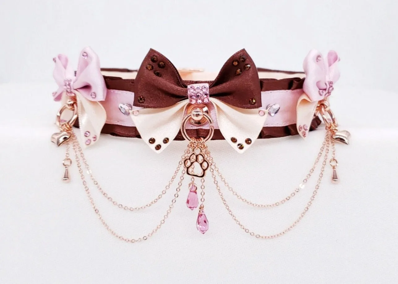 Limited Edition - Deluxe Neapolitan - Chocolate, Pink, Cream Pet Play Collar