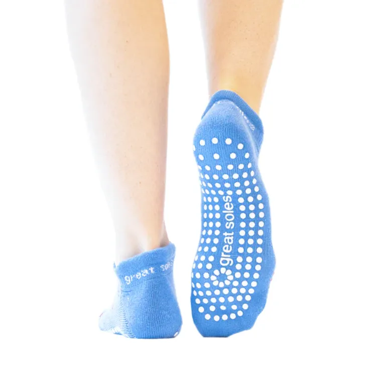 Marin Tab Back Sport Grip Sock - Blue White (Barre / Pilates)