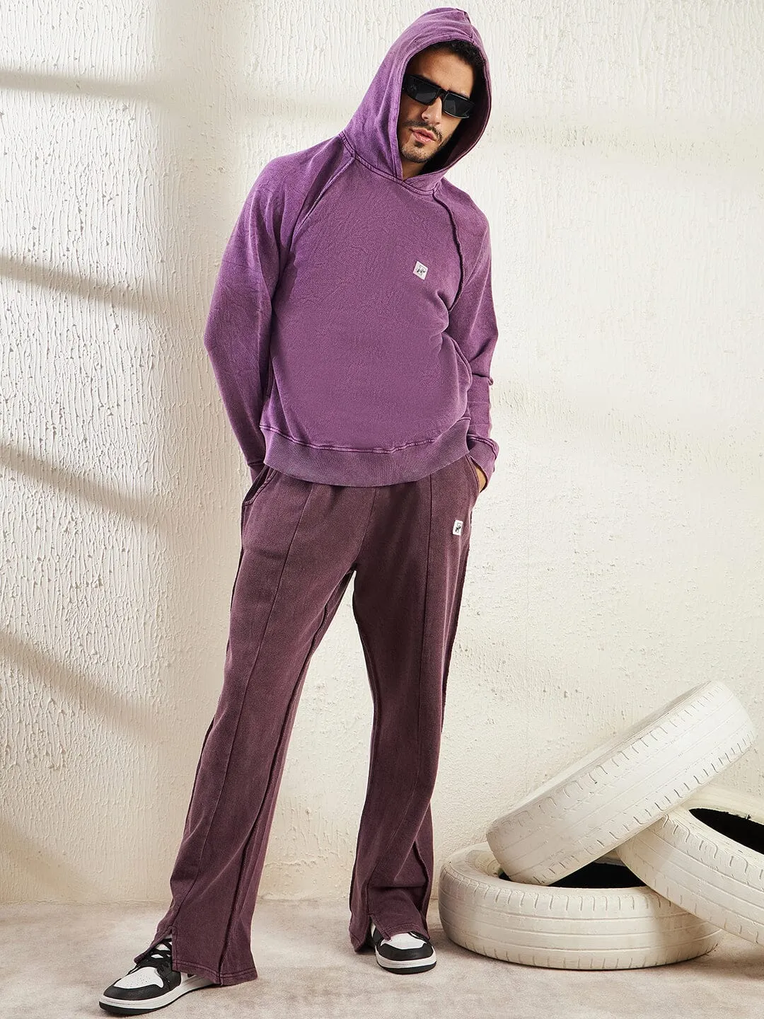 Mauve Dyed Raw Edged Tracksuit