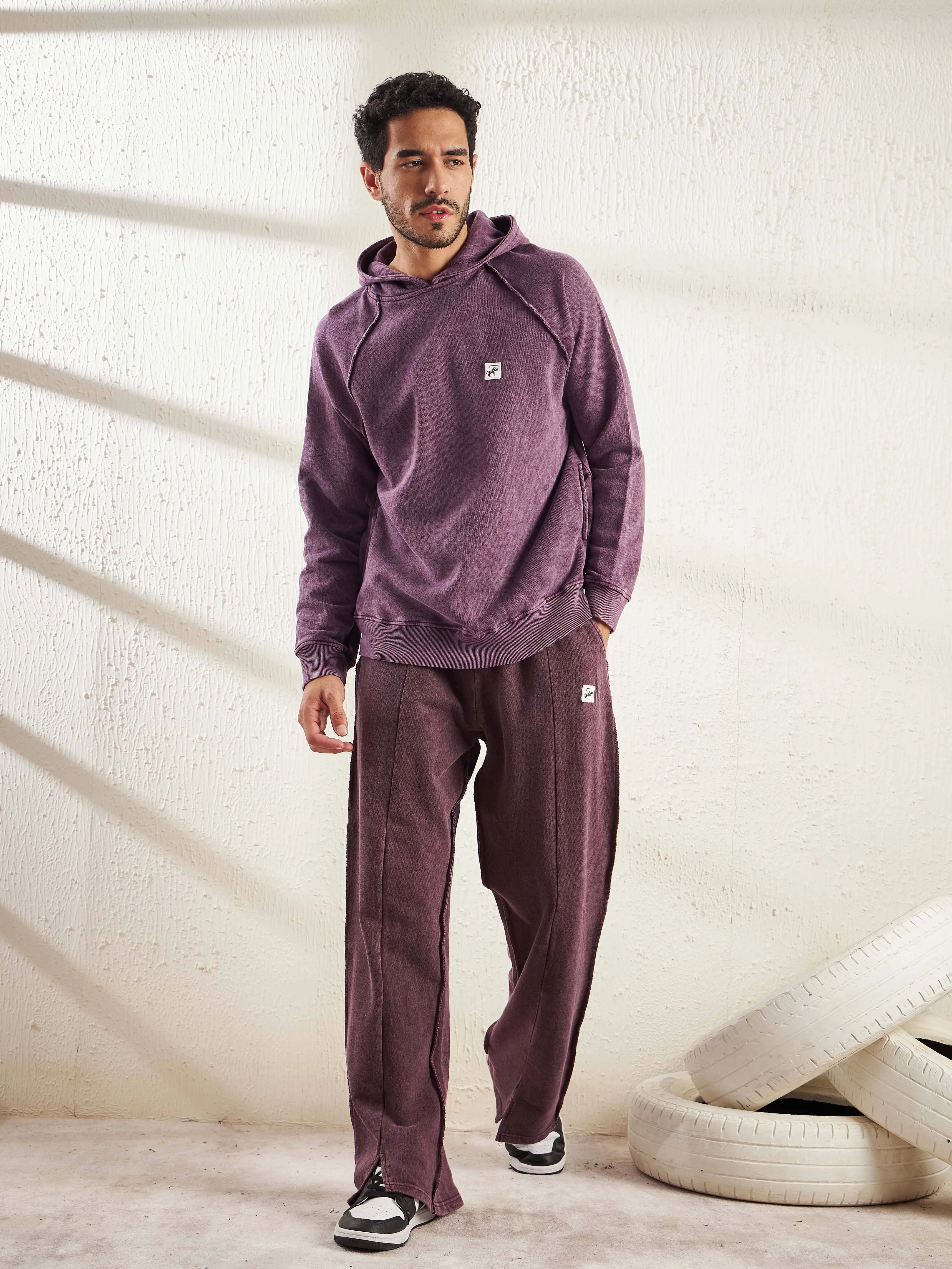 Mauve Dyed Raw Edged Tracksuit