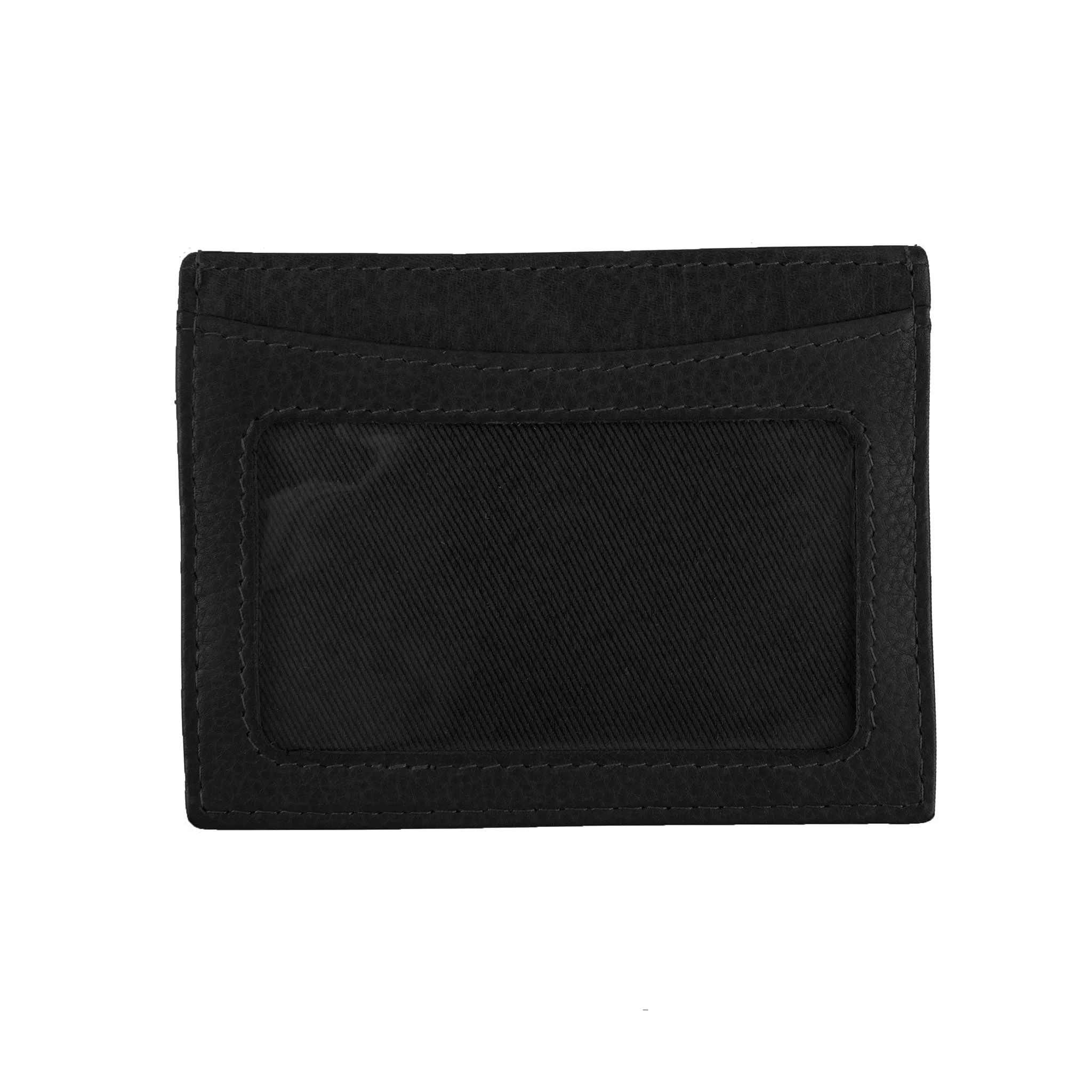 Men's Pebble Grain Leather Card Holder with RFID Blocking and Window Pocket