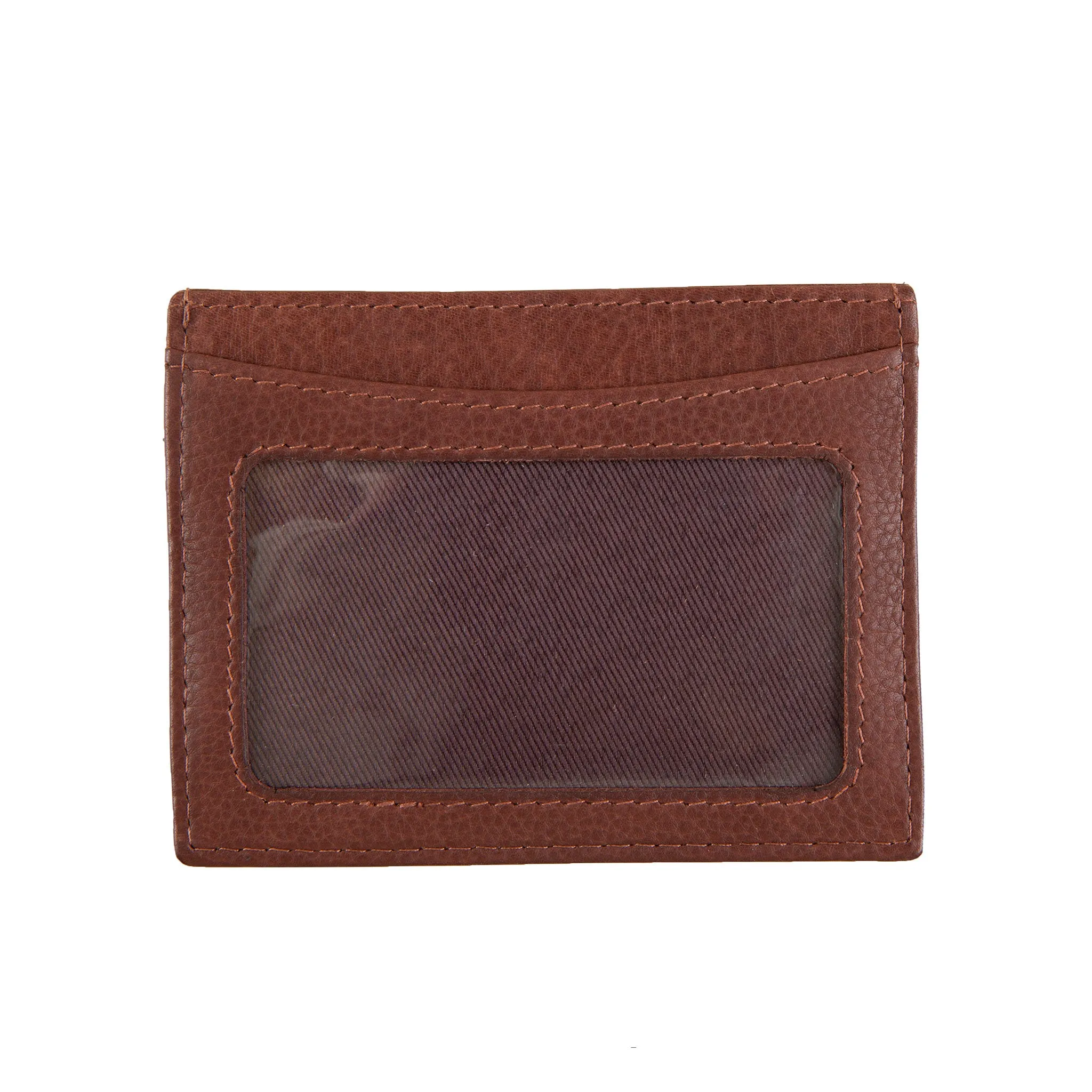 Men's Pebble Grain Leather Card Holder with RFID Blocking and Window Pocket