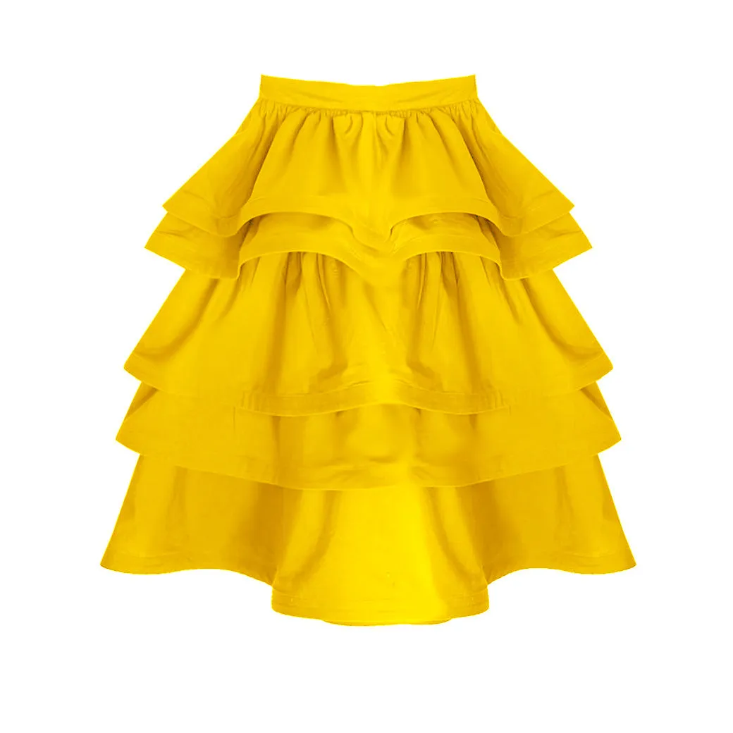 MIDI Teagan Skirt - Sunshine Cotton Sateen