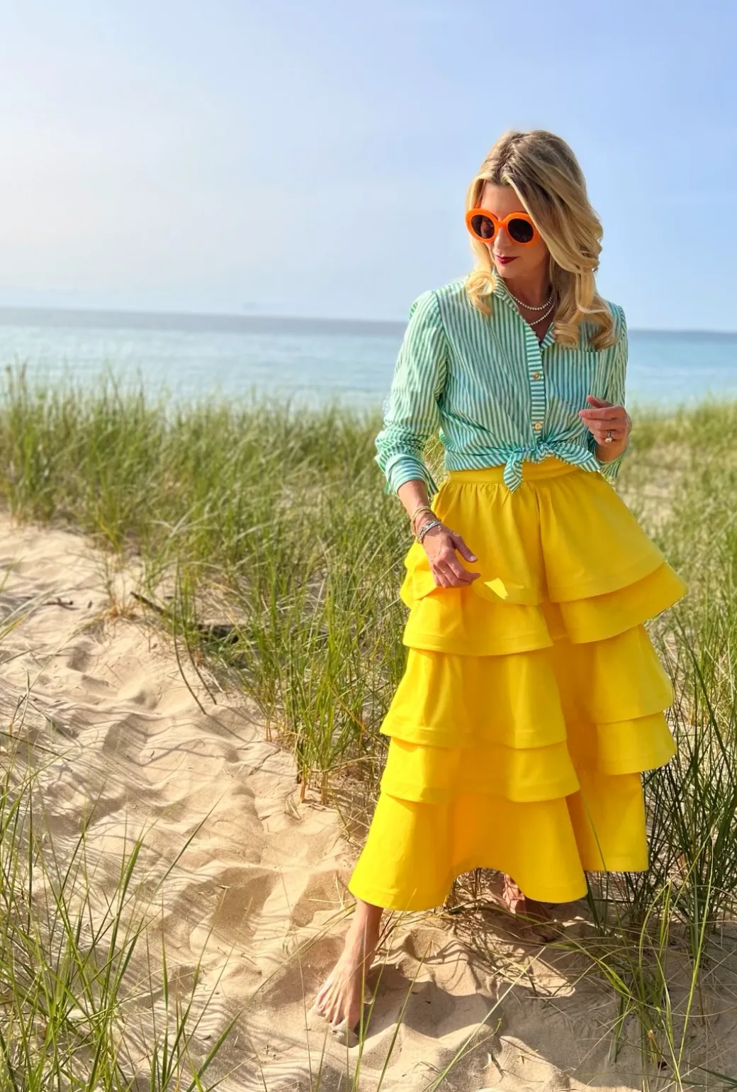 MIDI Teagan Skirt - Sunshine Cotton Sateen