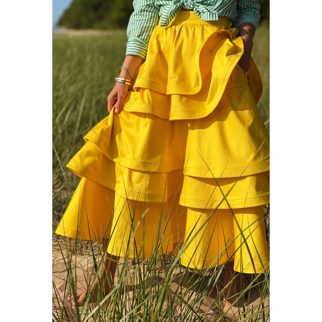 MIDI Teagan Skirt - Sunshine Cotton Sateen