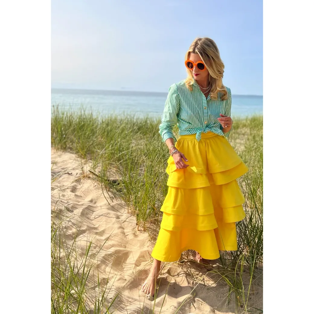 MIDI Teagan Skirt - Sunshine Cotton Sateen