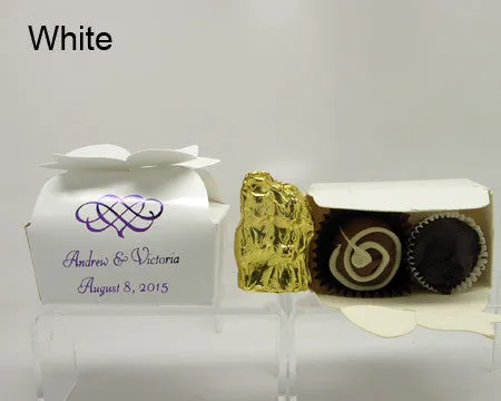 Personalized Bow Top Favor Boxes, with chocolates