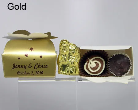 Personalized Bow Top Favor Boxes, with chocolates