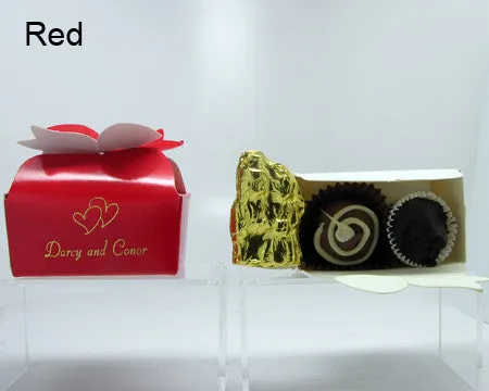 Personalized Bow Top Favor Boxes, with chocolates