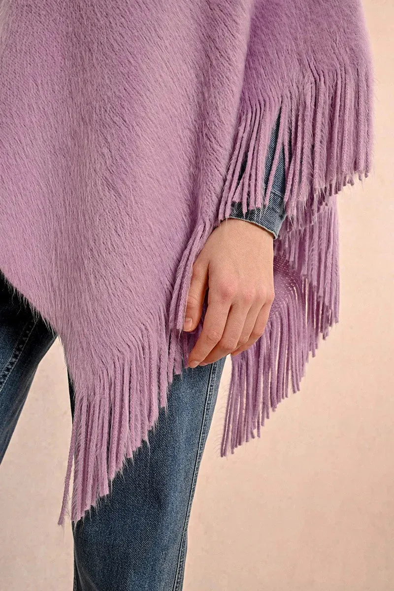 Purple Soft Fringed Poncho