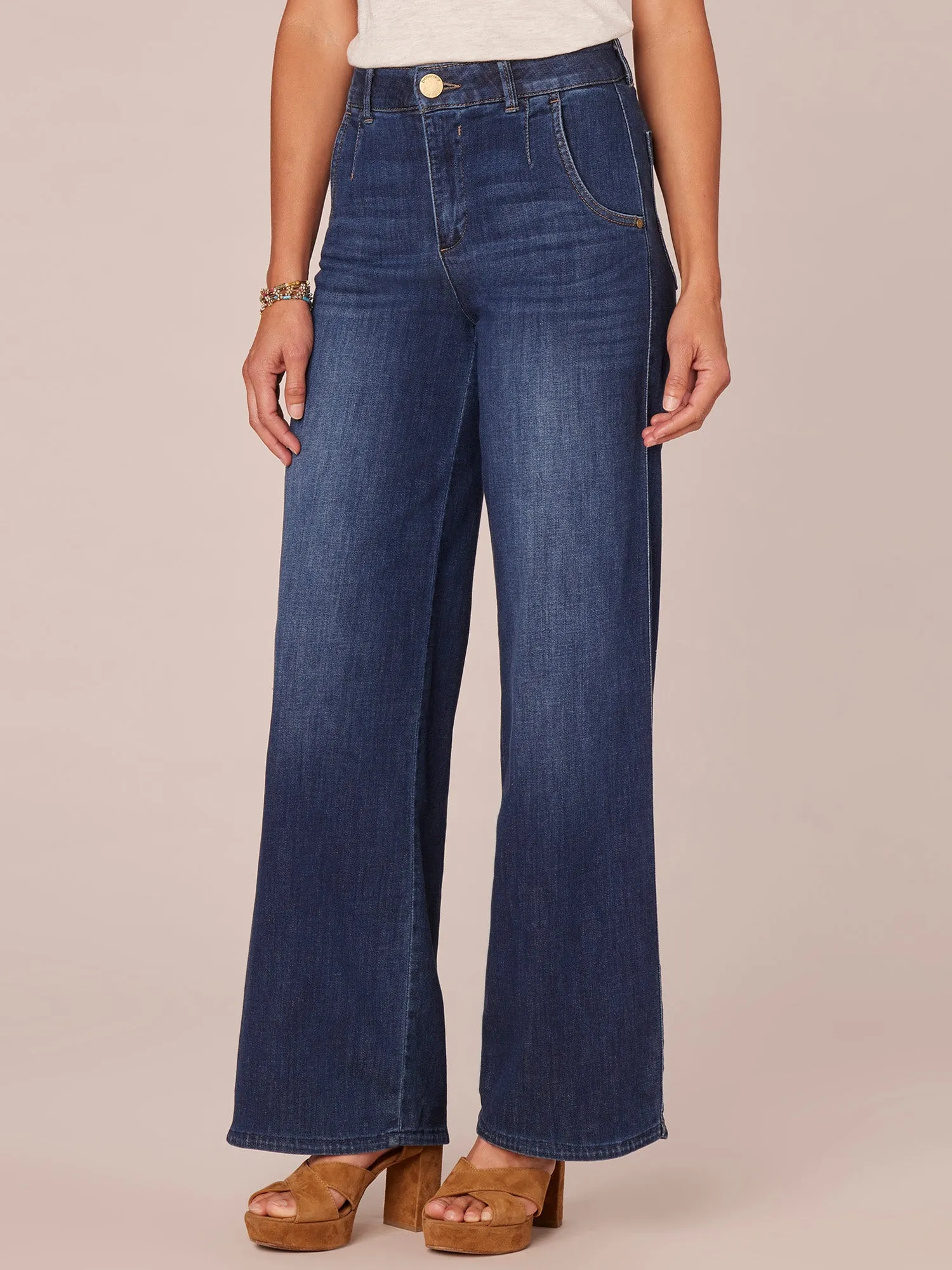 "Ab"solution® Skyrise Wide Leg Tulip Hem Jeans