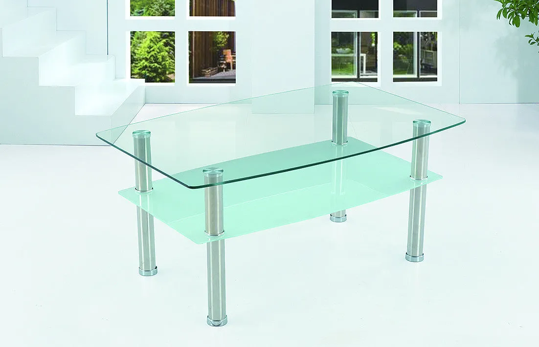 Rectangular Glass Stainless Steel Coffee Table