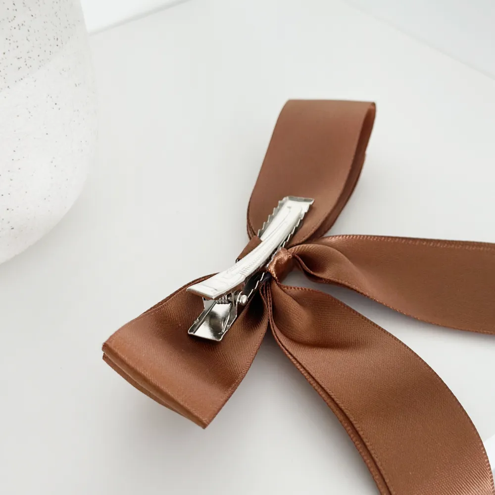 Ribbon Bow Clip - Chocolate Brown