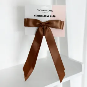 Ribbon Bow Clip - Chocolate Brown