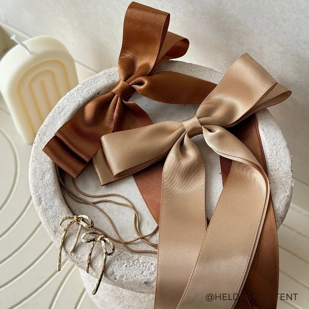 Ribbon Bow Clip - Chocolate Brown