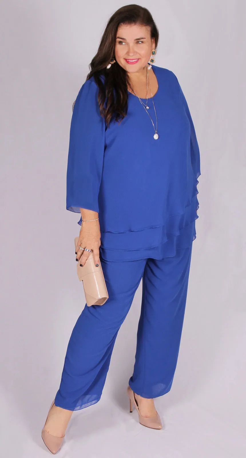 Rosaline Chiffon Layer Top Royal Blue