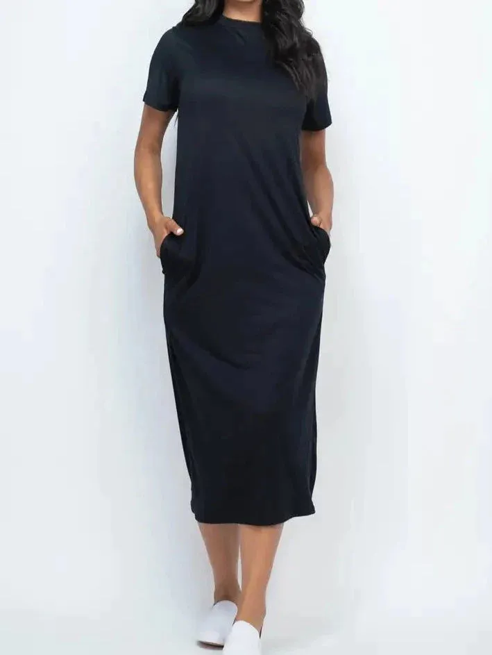 SPA T-Shirt Midi Dress with Side Pockets