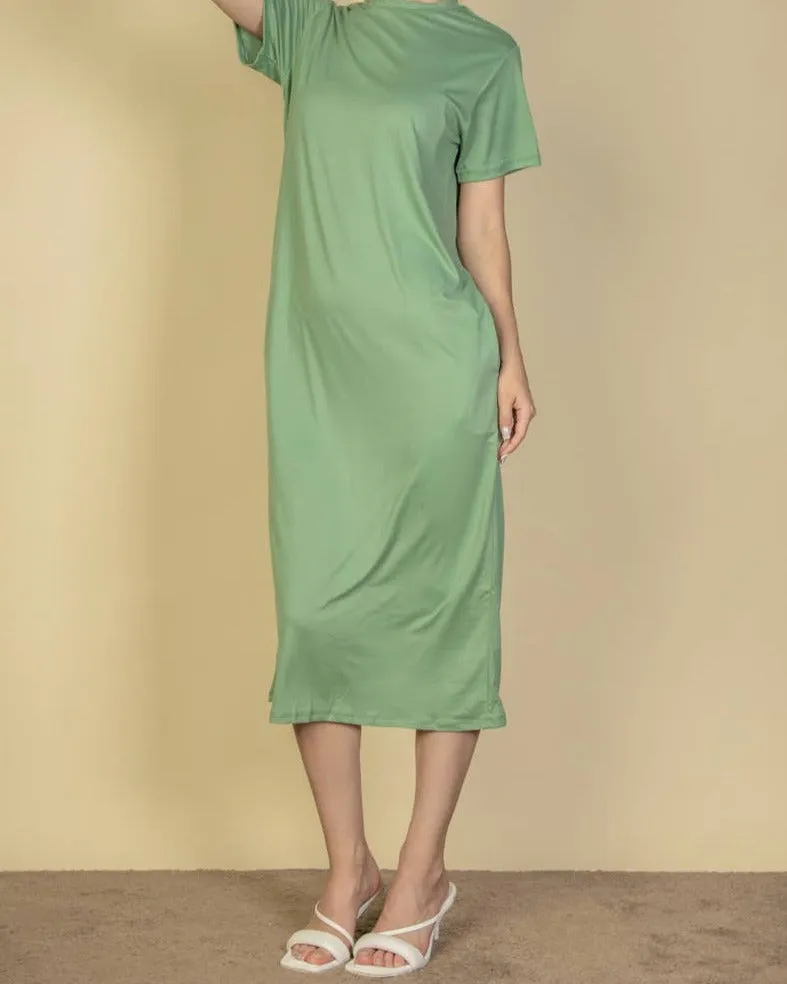 SPA T-Shirt Midi Dress with Side Pockets